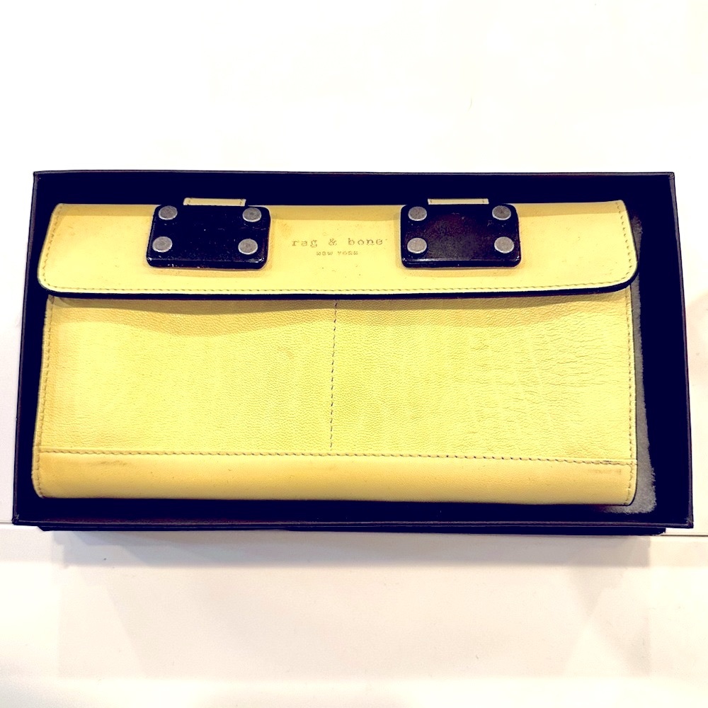 Rag & Bone Lemon Yellow Leather Wallet Clutch